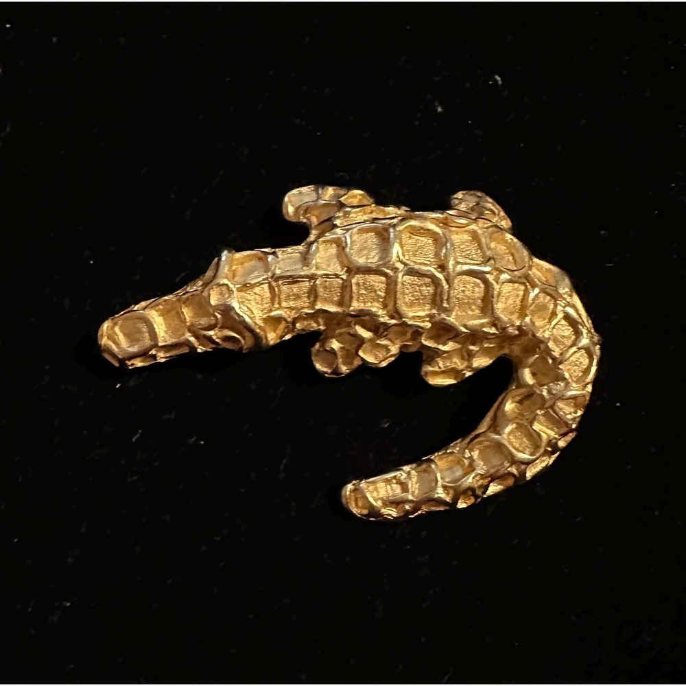DNKY Alligator Brooch Gold Tone Donna Karan New York